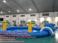 Diam 10m Inflatable Round Pool with Slide Ladder