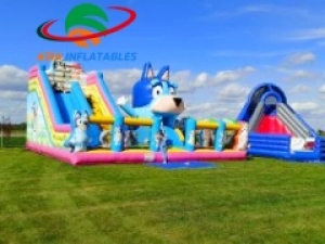 Commercial Inflatable Bluey Combo Bounce House With Slide Inflatable Theme Park Manufacturers